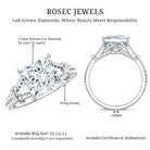 Rosec Jewels-IGI Certified Big 5 Carat Lab Grown Diamond Princess Cut Engagement Ring with Split Shank