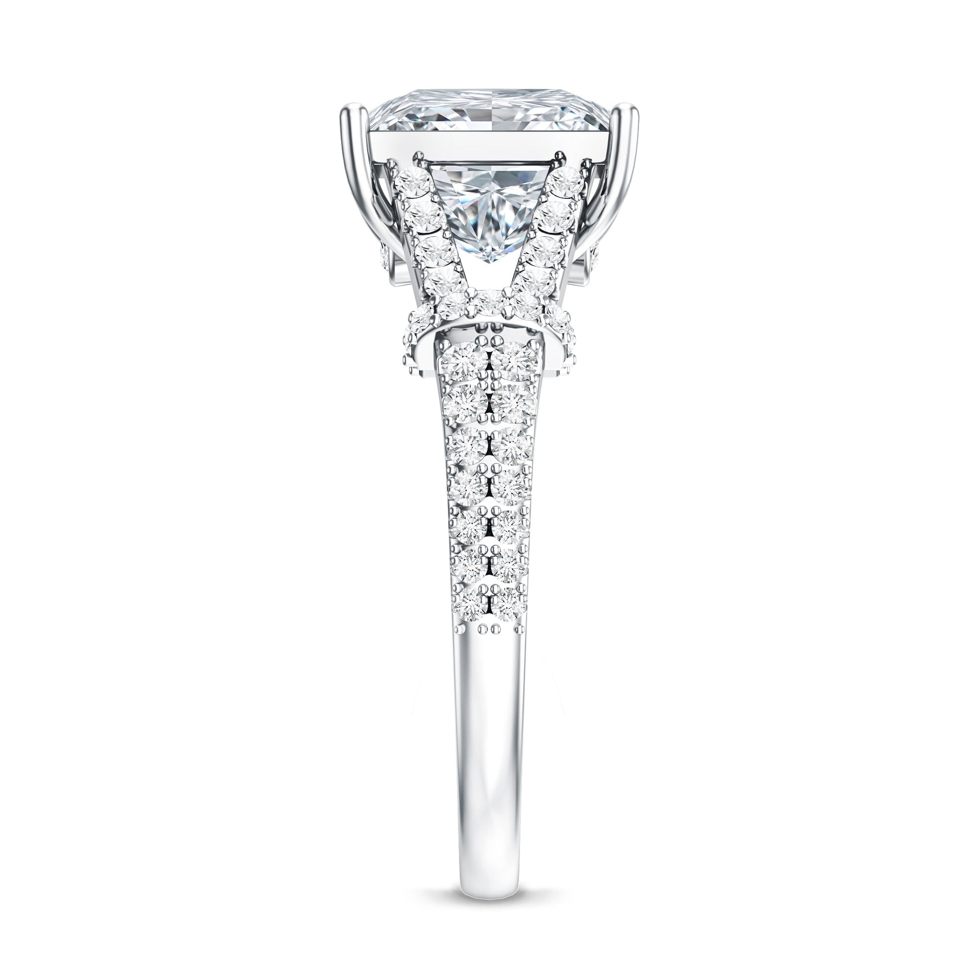 Rosec Jewels-IGI Certified Big 5 Carat Lab Grown Diamond Princess Cut Engagement Ring with Split Shank
