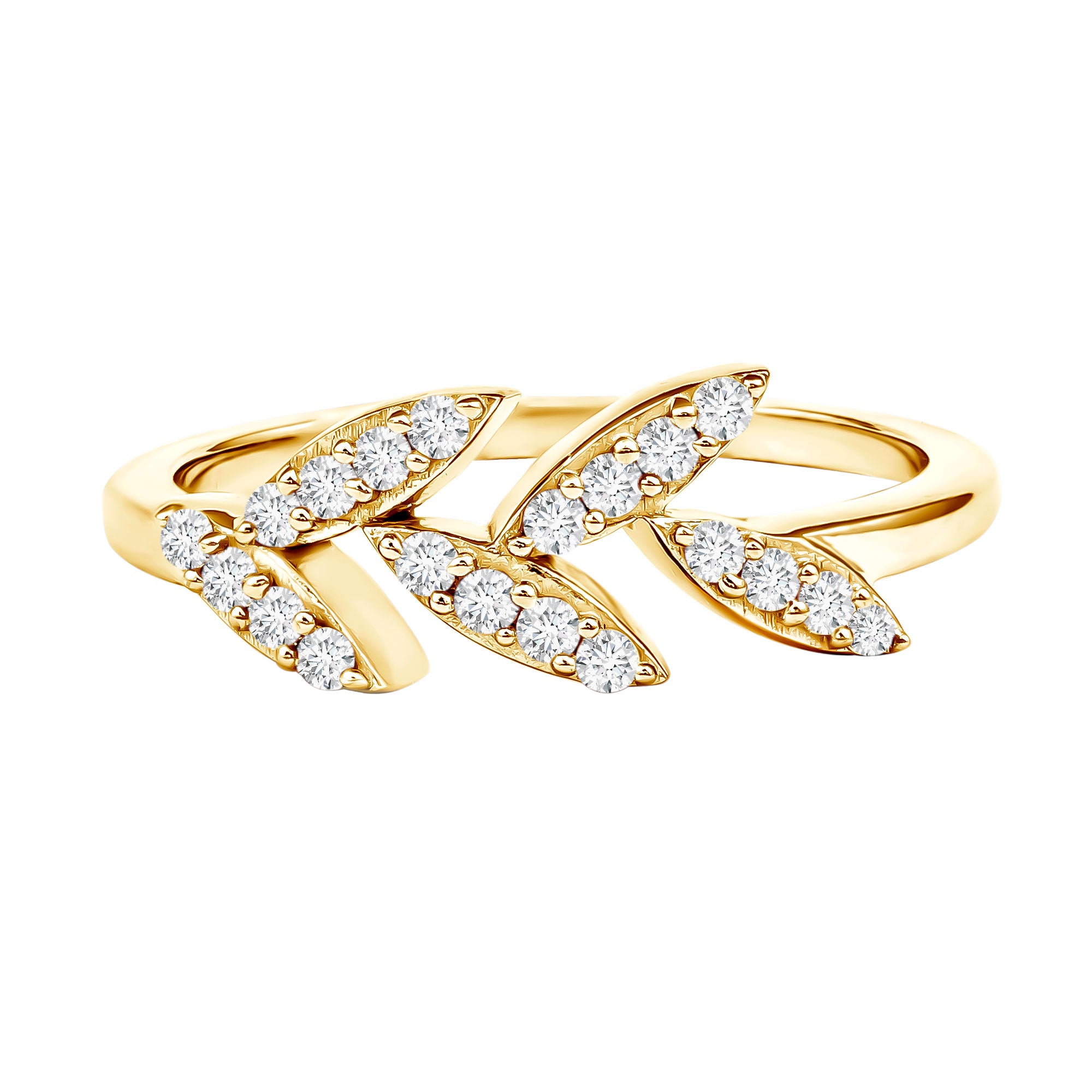 Rosec Jewels-Nature Inspired Lab Grown Diamond Olive Leaf Branch Ring