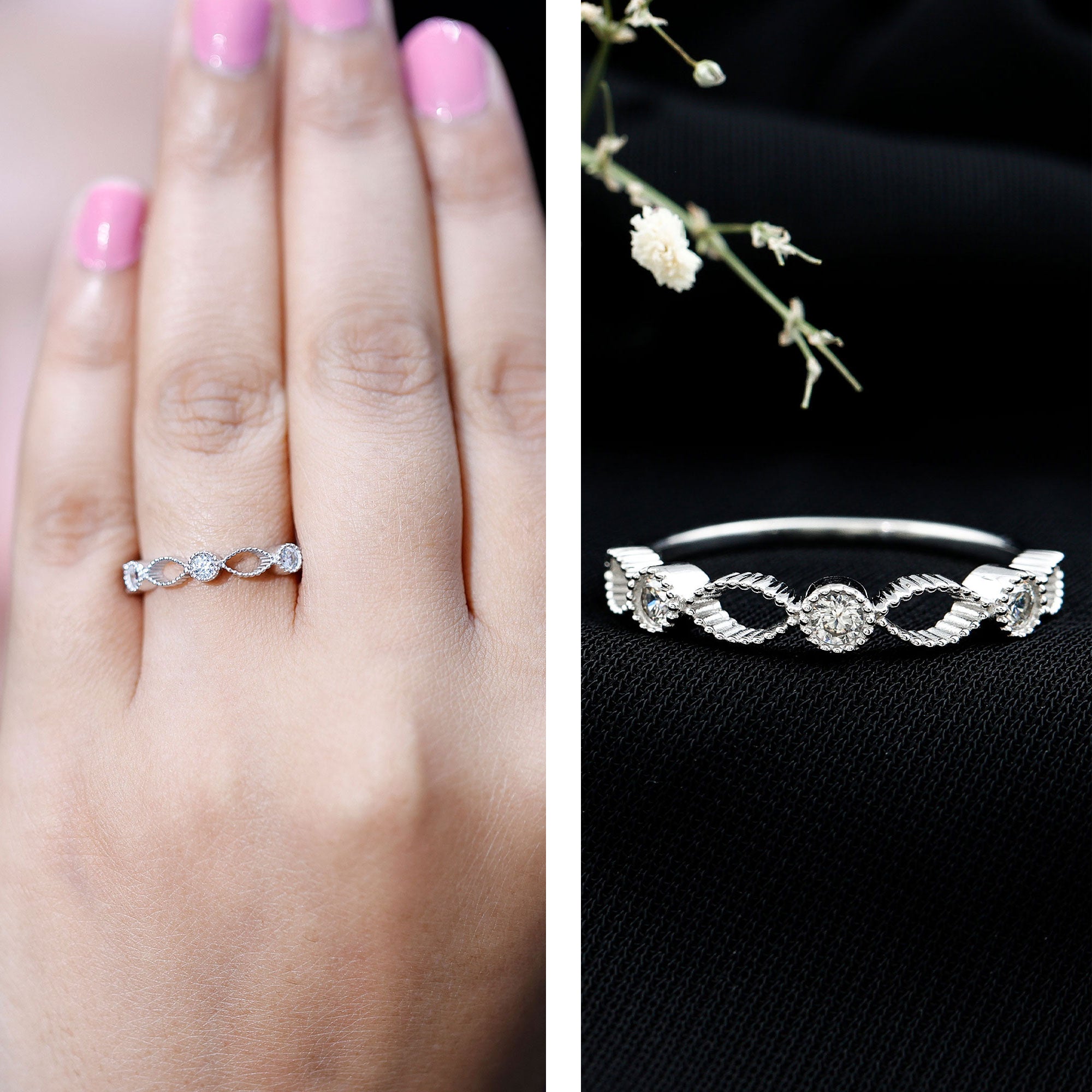 Rosec Jewels-Infinity Inspired Lab Grown Diamond Stackable Ring for Women