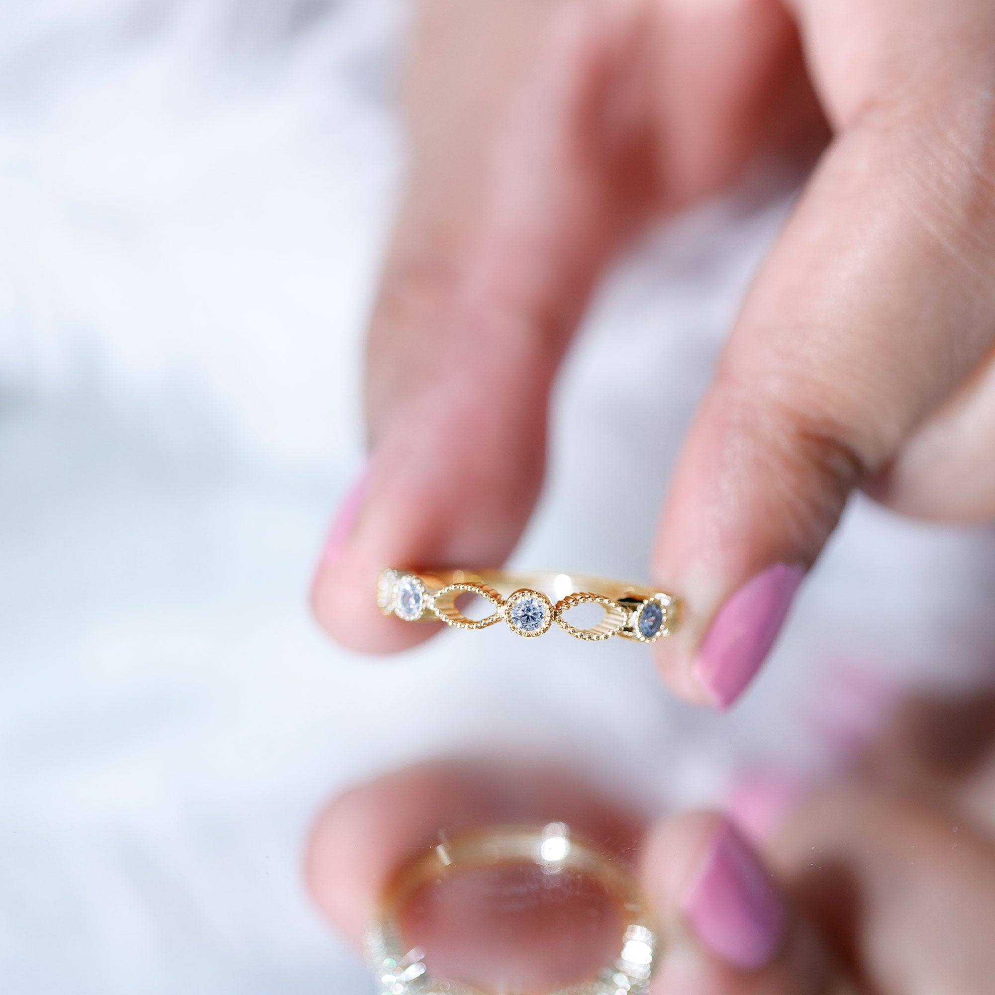 Rosec Jewels-Infinity Inspired Lab Grown Diamond Stackable Ring for Women