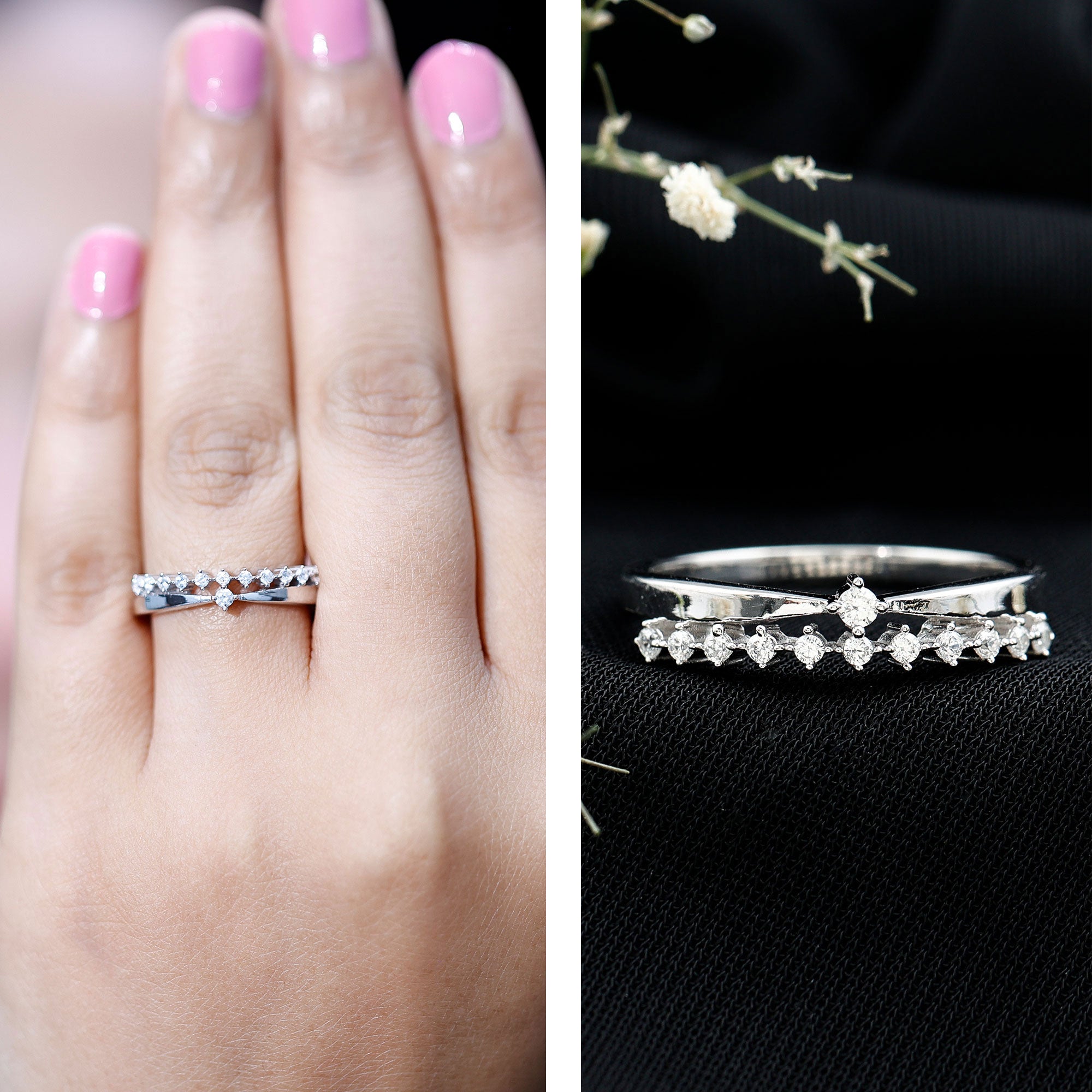 Rosec Jewels-Stackable Round Cut Lab Grown Diamond Anniversary Ring