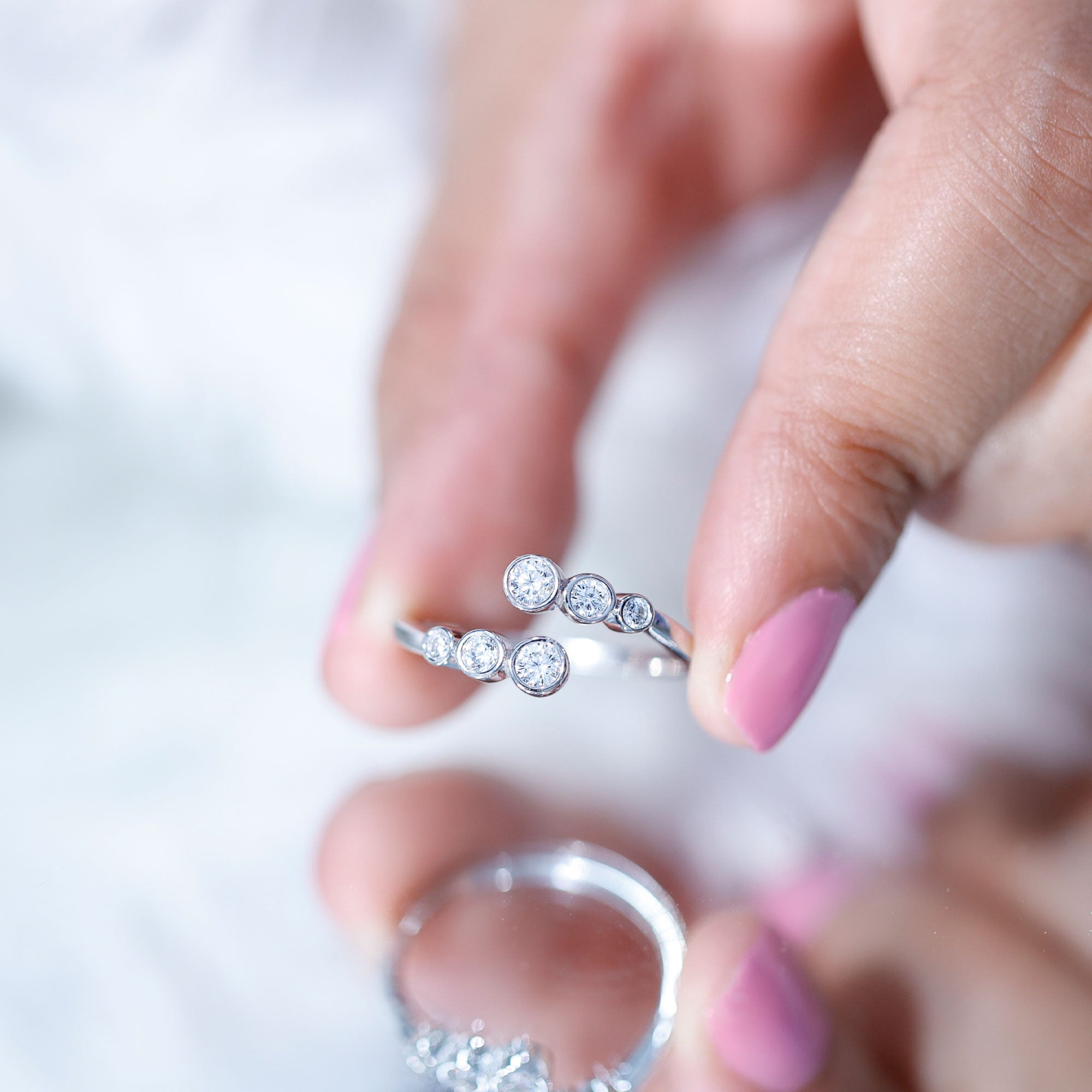 Rosec Jewels-Bezel Set Lab Grown Diamond Anniversary Ring for Women