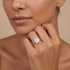 Emerald Cut Lab Grown Diamond Hidden Halo Engagement Ring 3 Carat IGI Certified Lab - ( E-VS1 ) - Rosec Jewels