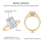 Rosec Jewels-Emerald Cut Lab Grown Diamond Hidden Halo Engagement Ring 3 Carat IGI Certified