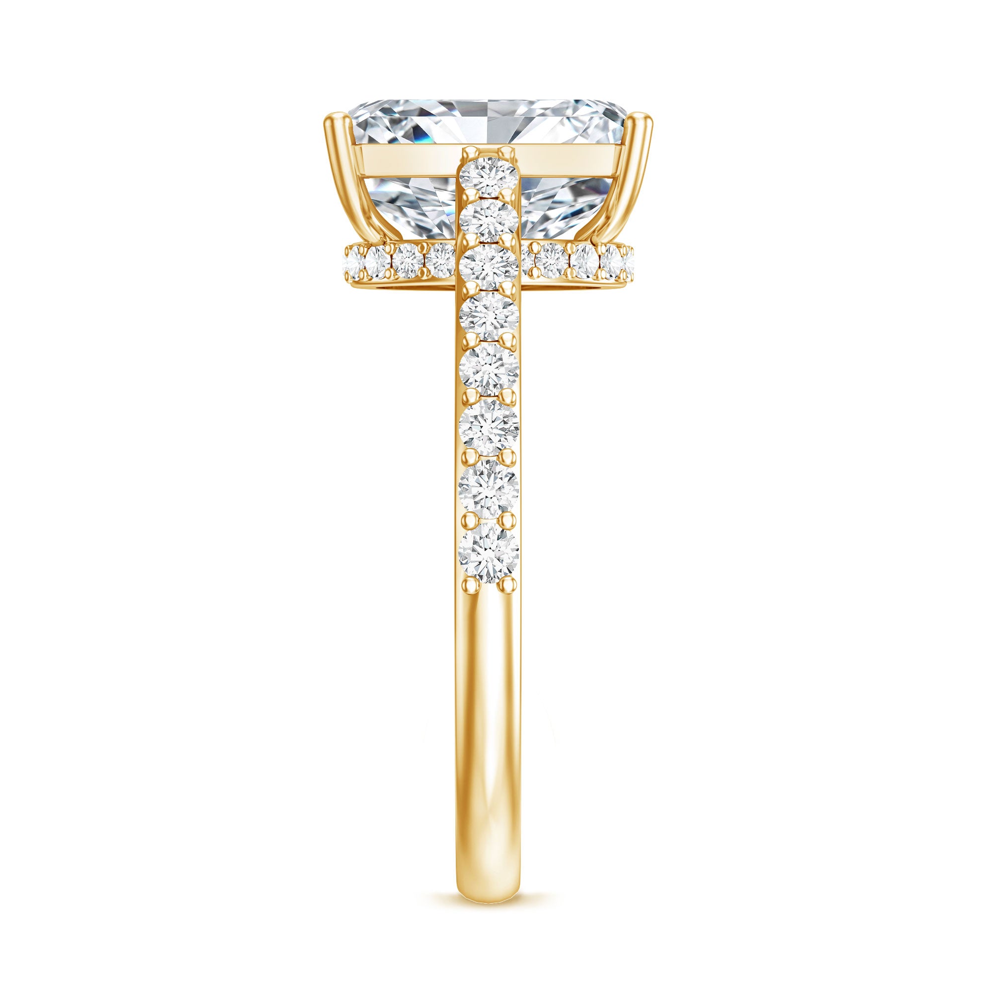 Rosec Jewels-Emerald Cut Lab Grown Diamond Hidden Halo Engagement Ring 3 Carat IGI Certified