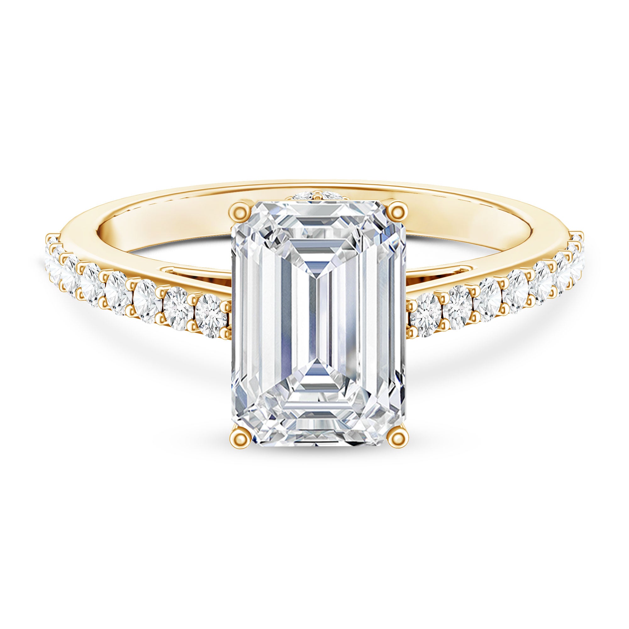 Rosec Jewels-Emerald Cut Lab Grown Diamond Hidden Halo Engagement Ring 3 Carat IGI Certified