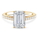 Rosec Jewels-IGI Certified 4 Carat Emerald Cut Lab Grown Diamond Engagement Ring with Hidden Halo