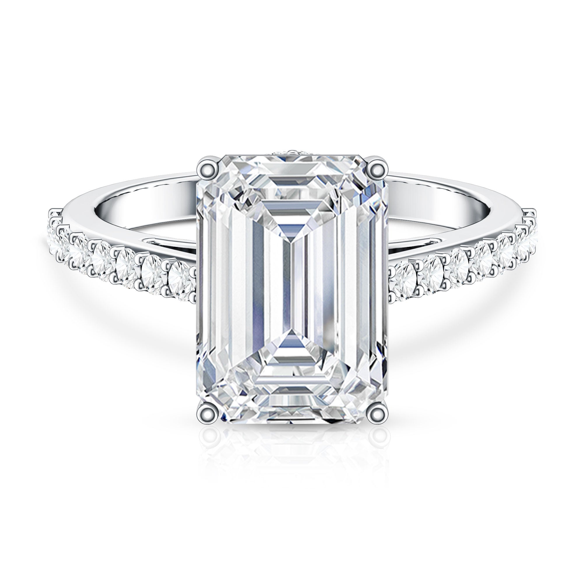Rosec Jewels-Emerald Cut 5 Carat Lab Grown Diamond Solitaire Engagement Ring IGI Certified