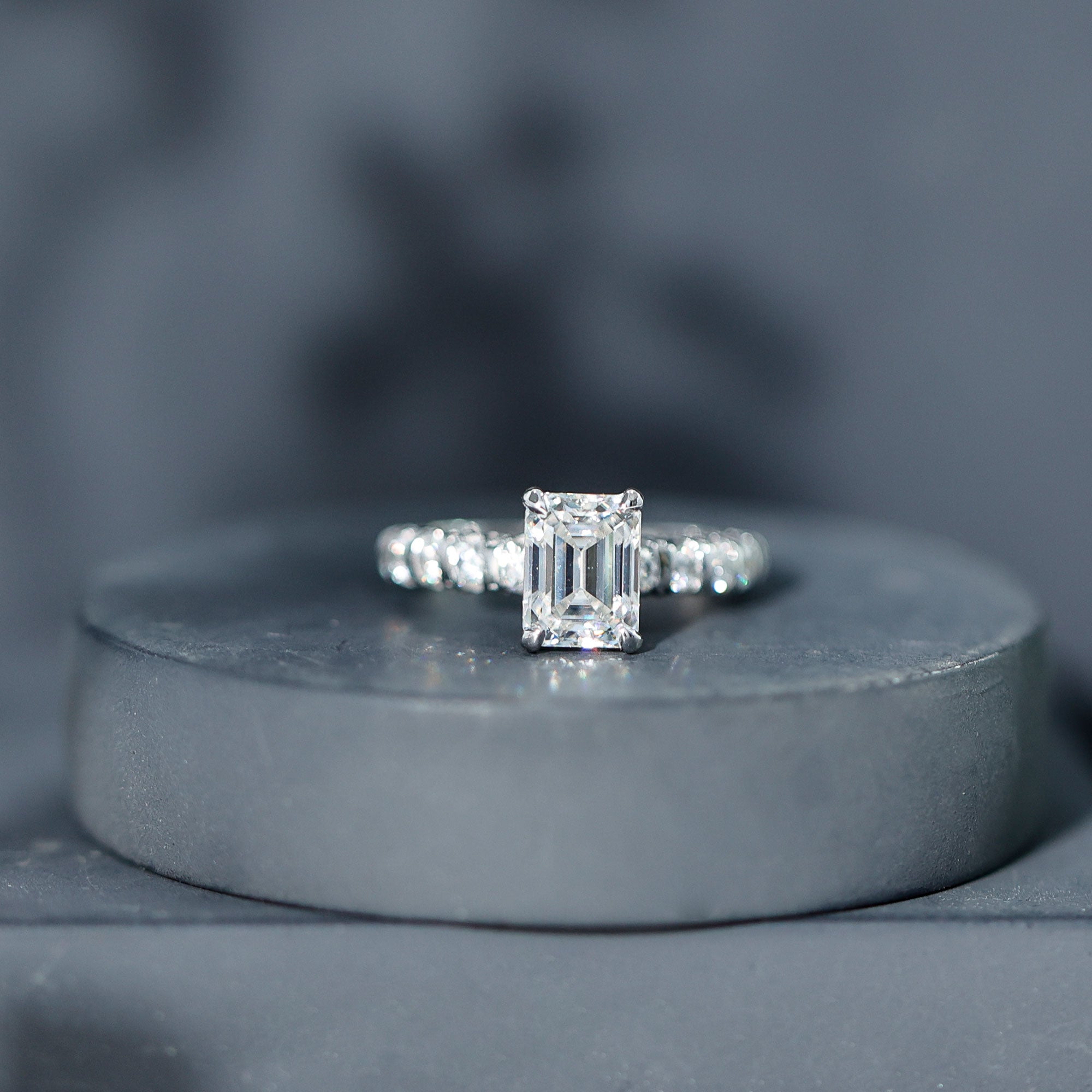 IGI Certified Lab Grown Diamond 2 Carat Emerald Cut Engagement Ring Lab - ( EF-VS ) - Rosec Jewels