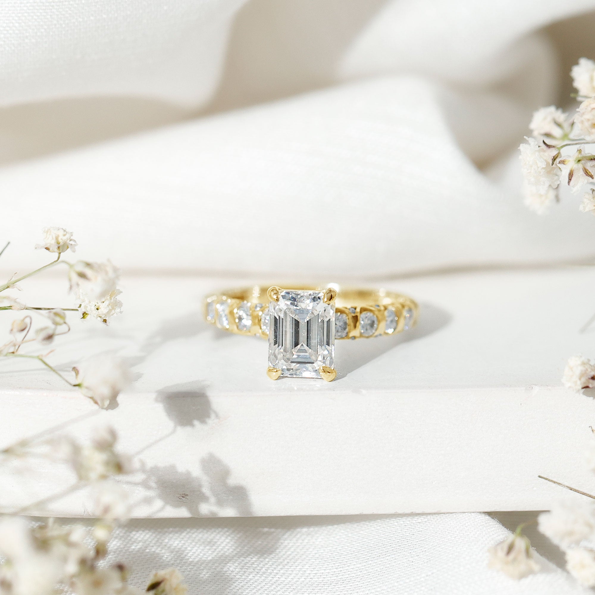 IGI Certified Lab Grown Diamond 2 Carat Emerald Cut Engagement Ring Lab - ( EF-VS ) - Rosec Jewels