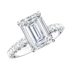 Rosec Jewels-IGI Certified 3 Carat Emerald Cut Lab Grown Diamond Engagement Ring with Side Stones