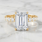 IGI Certified 3 Carat Emerald Cut Lab Grown Diamond Engagement Ring with Side Stones Lab - ( E-VS1 ) - Rosec Jewels