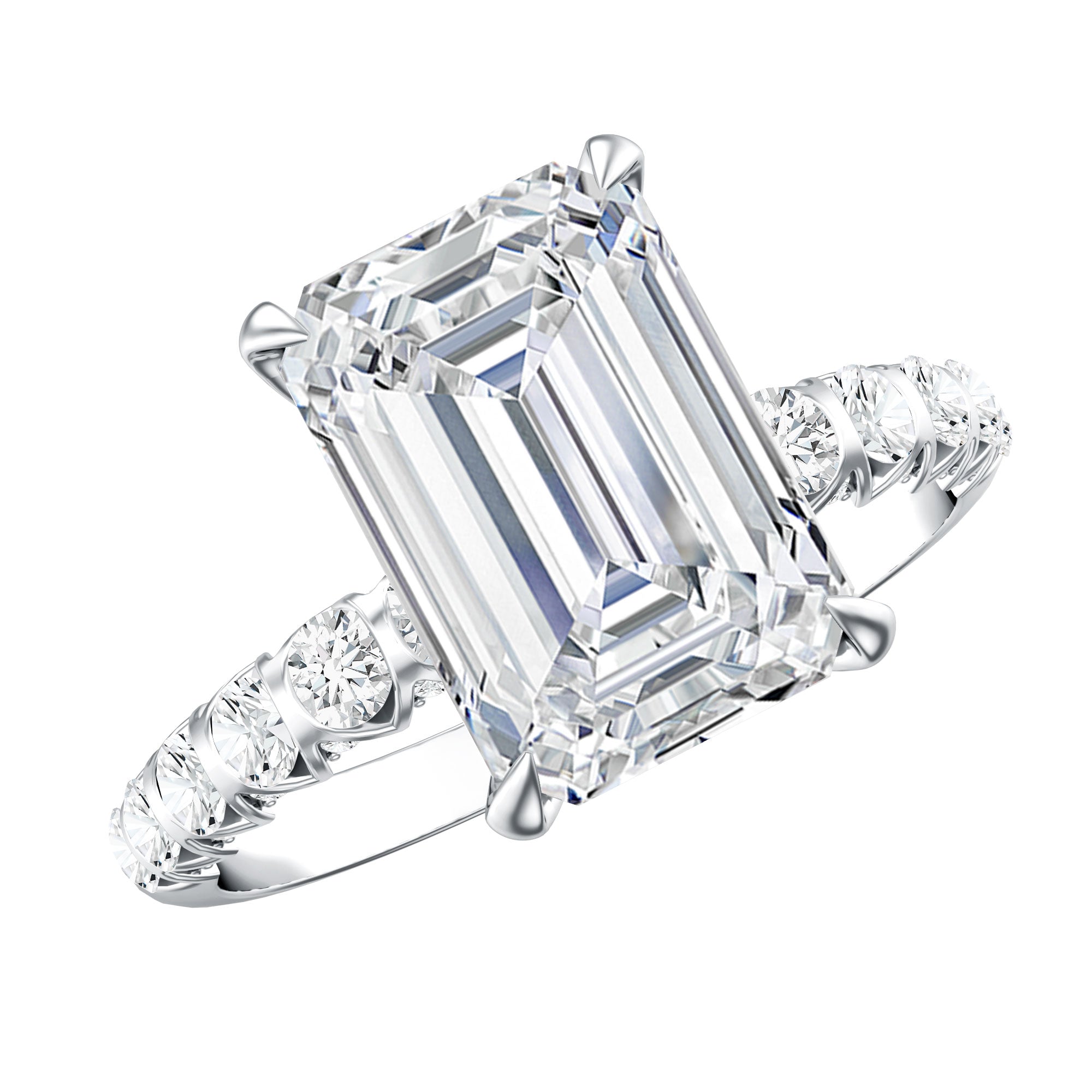 Rosec Jewels-Lab Grown Diamond 4 Carat Emerald Cut Engagement Ring IGI Certified