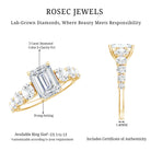 2 Carat IGI Certified Emerald Cut Lab Grown Diamond Side Stone Engagement Ring Lab - ( E-VS1 ) - Rosec Jewels