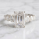 3 Carat IGI Certified Emerald Cut Lab Grown Diamond Engagement Ring with Side Stones Lab - ( E-VS1 ) - Rosec Jewels
