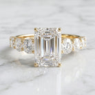 3 Carat IGI Certified Emerald Cut Lab Grown Diamond Engagement Ring with Side Stones Lab - ( E-VS1 ) - Rosec Jewels