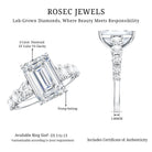 Emerald Cut 4 Carat Lab Grown Diamond Side Stone Engagement Ring with IGI Certificate Lab - ( E-VS1 ) - Rosec Jewels