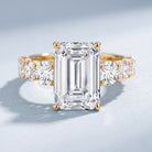 Emerald Cut 4 Carat Lab Grown Diamond Side Stone Engagement Ring with IGI Certificate Lab - ( E-VS1 ) - Rosec Jewels