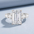 IGI Certified 5 Carat Big Lab Grown Diamond Emerald Cut Engagement Ring with Side Stones Lab - ( E-VS1 ) - Rosec Jewels