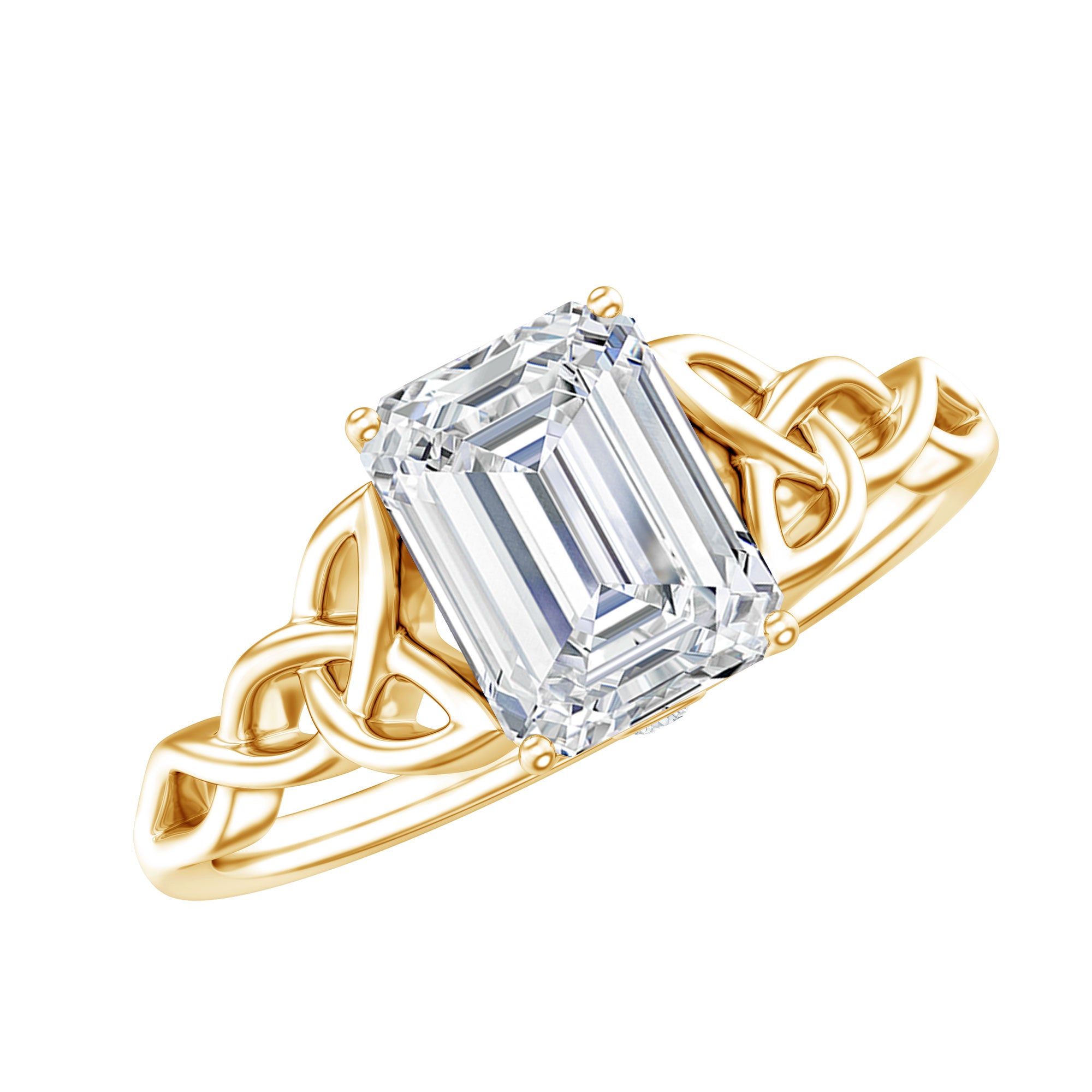 Rosec Jewels-2 Carat Emerald Cut Lab Grown Diamond Celtic Engagement Ring with IGI Certificate