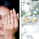 Rosec Jewels-IGI Certified Emerald Cut Lab Grown Diamond Split Shank Engagement Ring 2 Carat