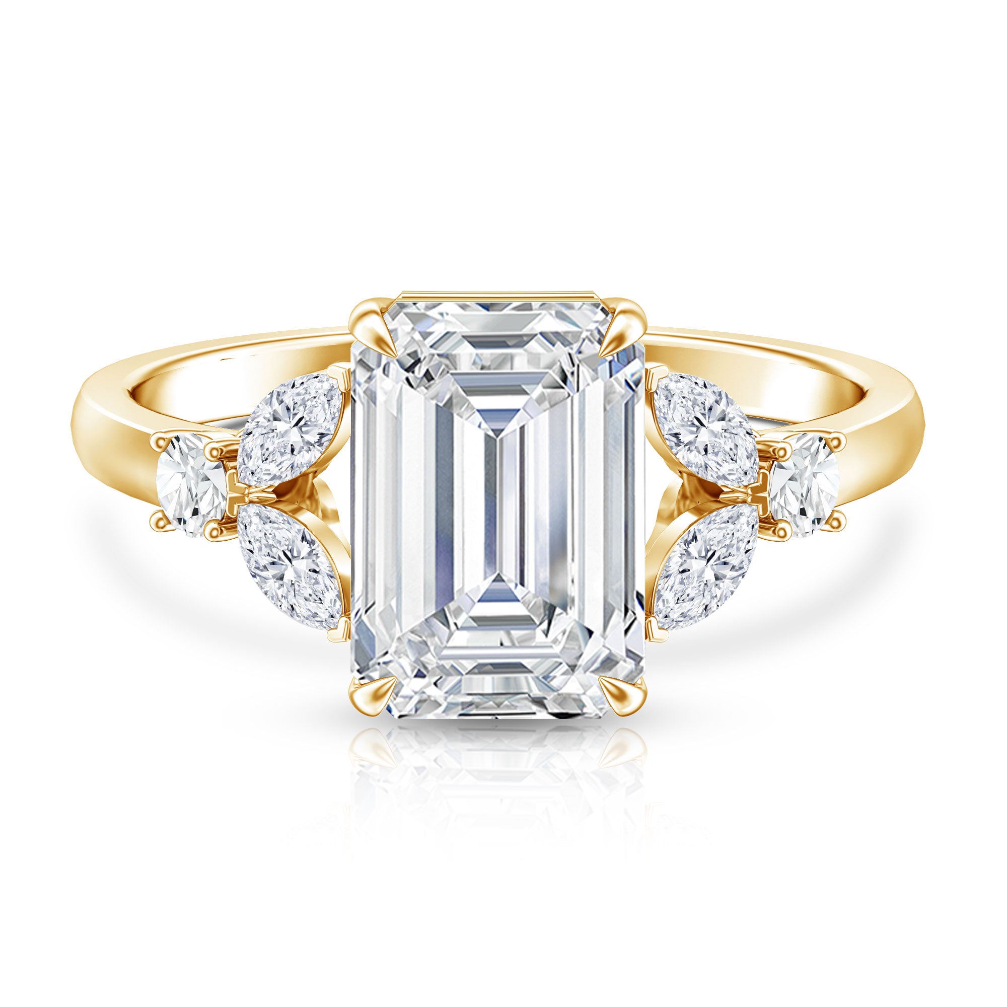 IGI Certified Lab Grown Diamond Emerald Cut Engagement Ring 3 Carat Lab - ( E-VS1 ) - Rosec Jewels