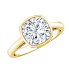 Rosec Jewels-3 Carat Solitaire Cushion Cut Lab Grown Diamond Bezel Engagement Ring with IGI Certificate