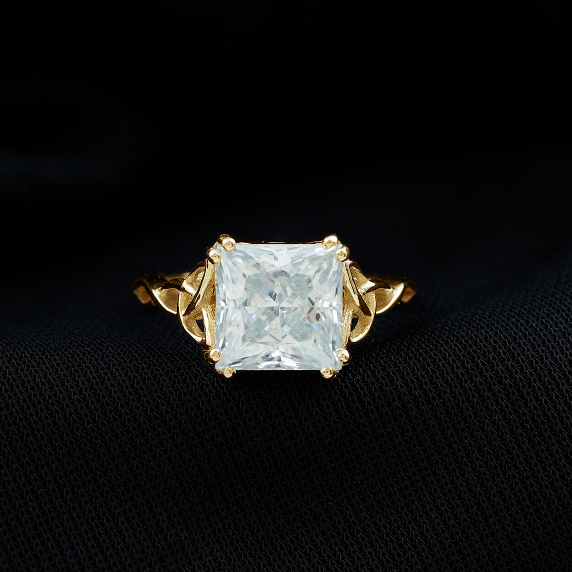 Rosec Jewels-Solitaire 4 Carat Princess Cut Lab Grown Diamond Knot Engagement Ring IGI Certified