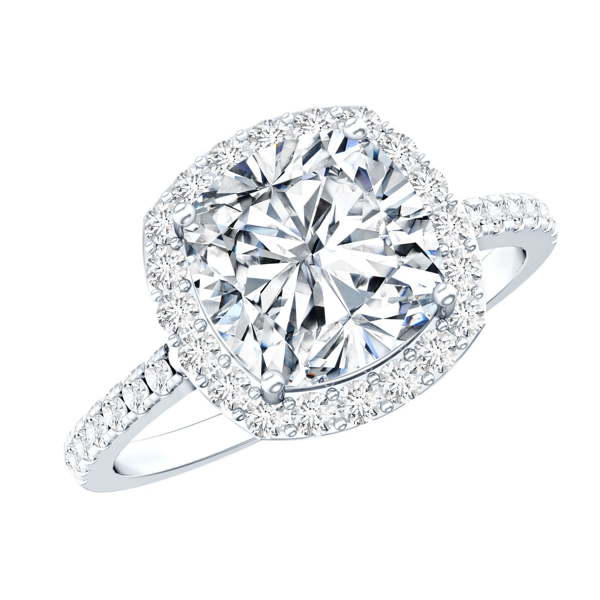Rosec Jewels-3 Carat Lab Grown Diamond Halo Engagement Ring with IGI Certificate