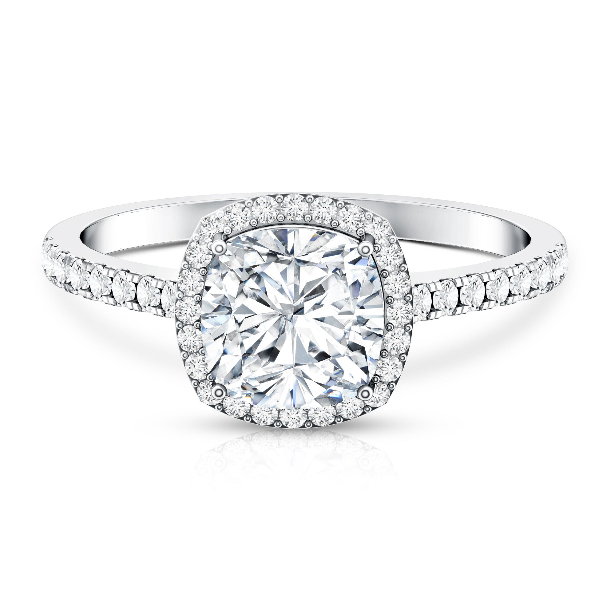 IGI Certified 2 Carat Cushion Cut Lab Grown Diamond Halo Engagement Ring Lab - ( E-VS1 ) - Rosec Jewels