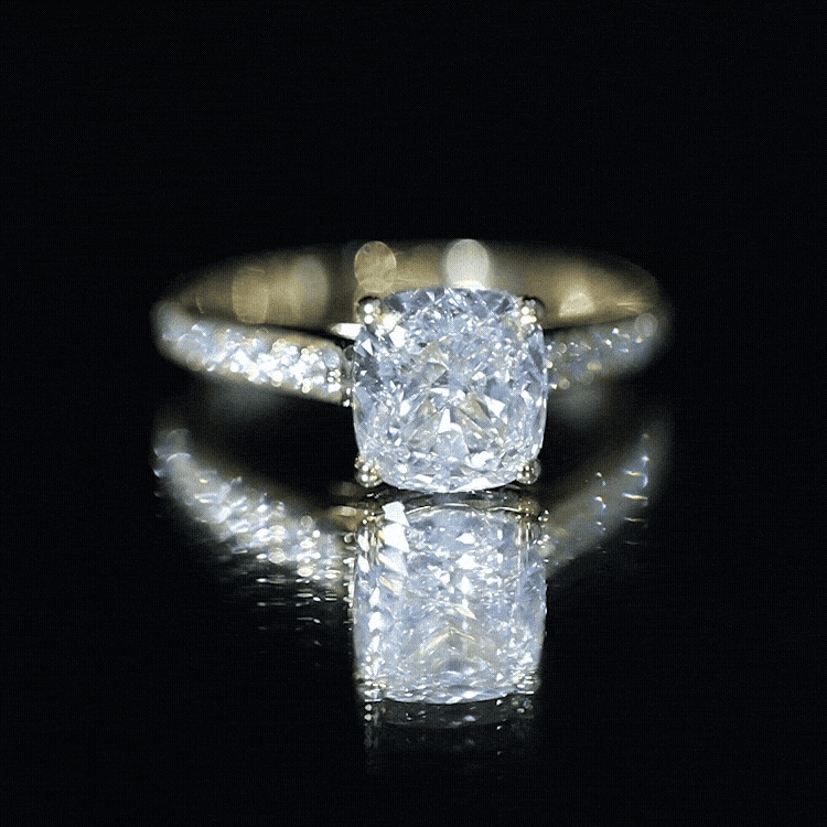 IGI Certified Cushion Cut 3 Carat Lab Grown Diamond Cathedral Engagement Ring Lab - ( E-VS1 ) - Rosec Jewels