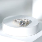Rosec Jewels-IGI Certified Cushion Cut 3 Carat Lab Grown Diamond Cathedral Engagement Ring