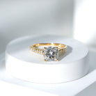 Rosec Jewels-IGI Certified Cushion Cut 3 Carat Lab Grown Diamond Cathedral Engagement Ring