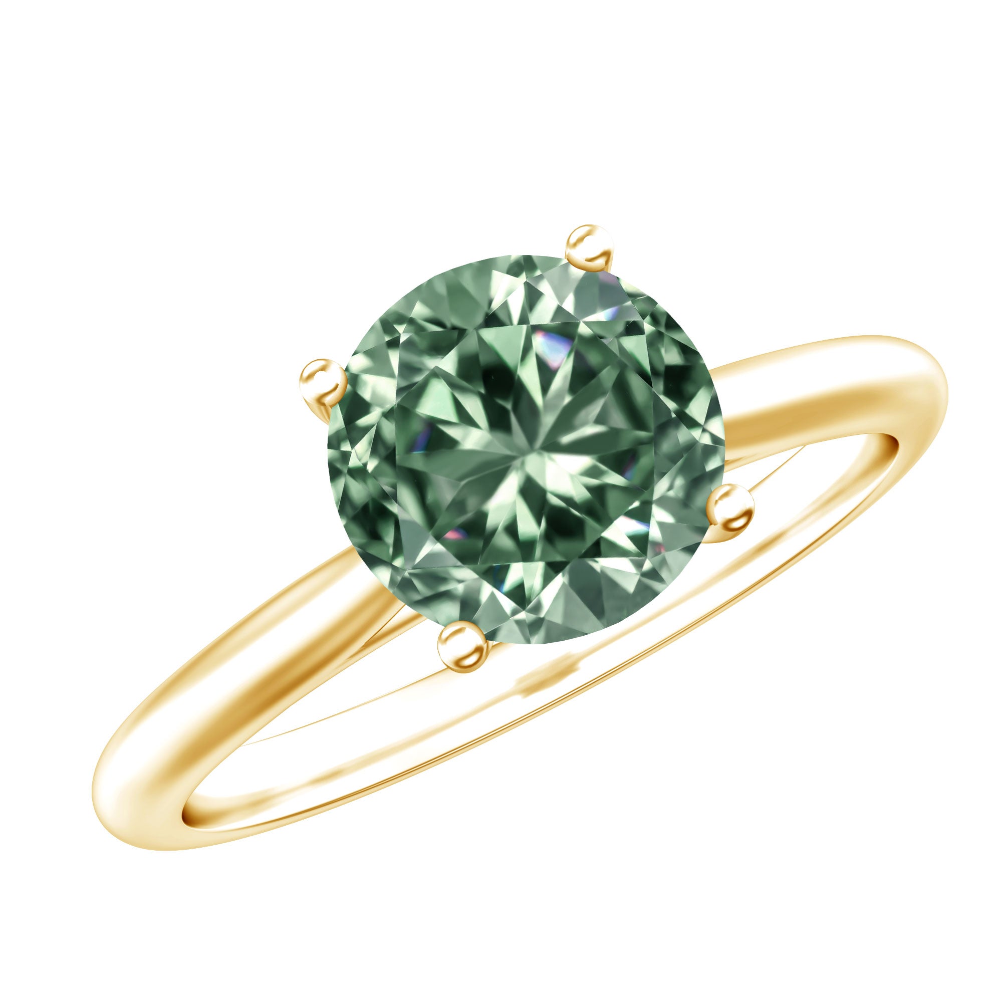 Rosec Jewels-Solitaire 2 Carat Engagement Ring with IGI Certified Lab Grown Green Diamond