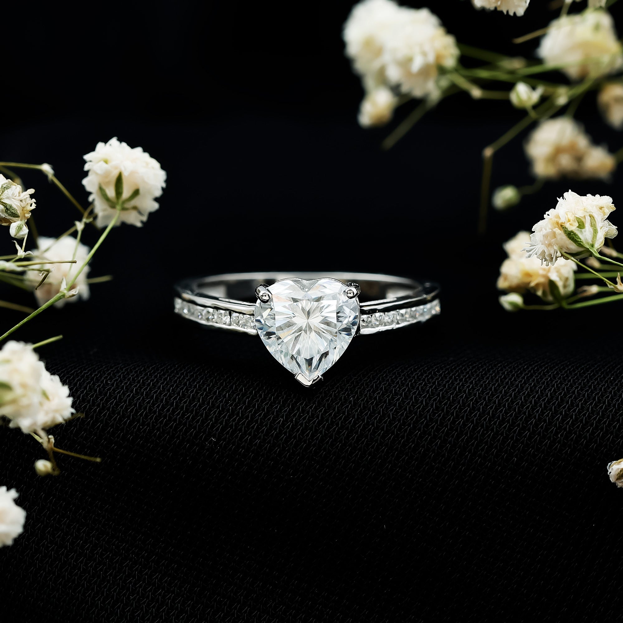 Rosec Jewels-IGI Certified 2 Carat Lab Grown Diamond Heart Engagement Ring for Women