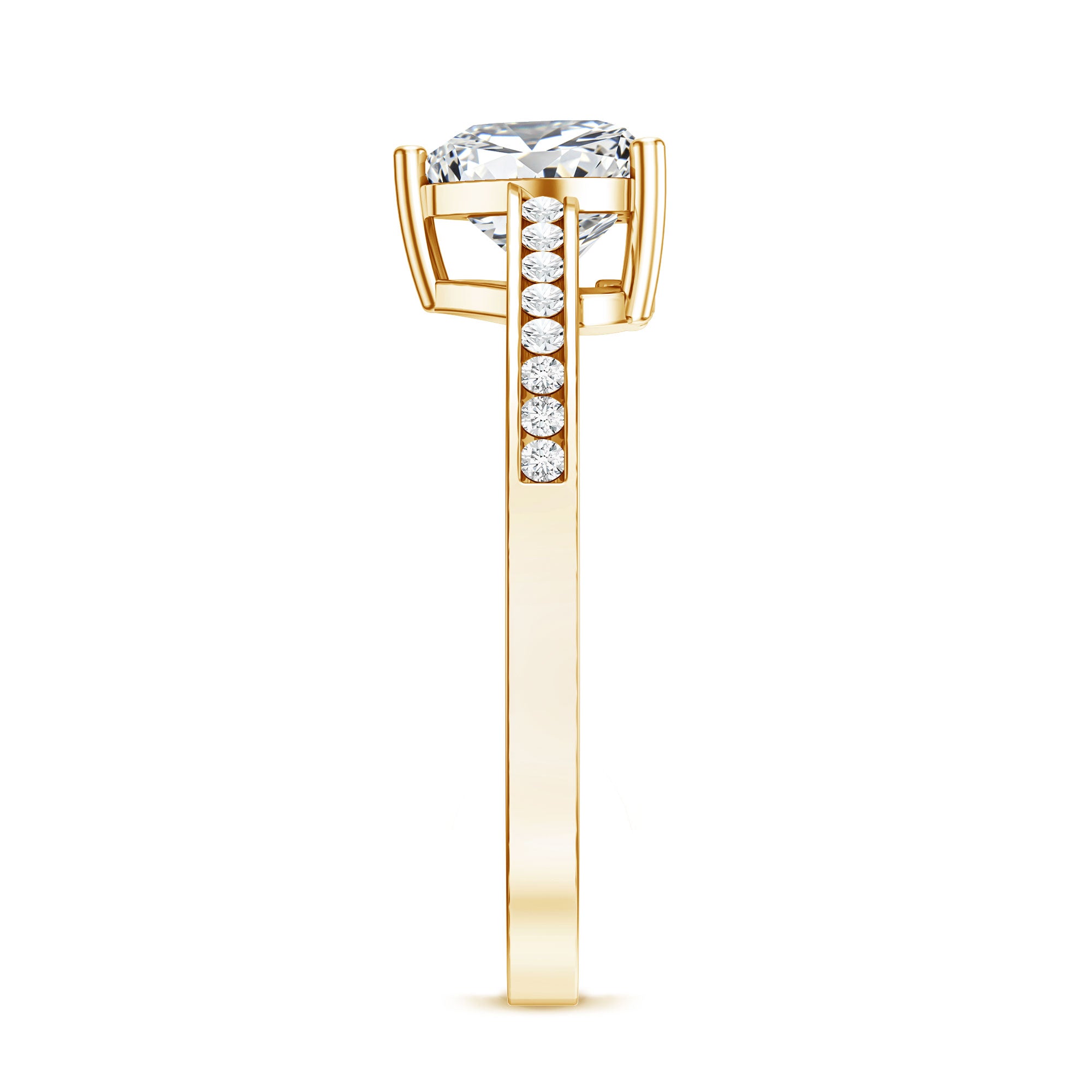 IGI Certified 1 Carat Heart Shaped Lab Grown Diamond Engagement Ring with Side Stones Lab - ( E-VS1 ) - Rosec Jewels