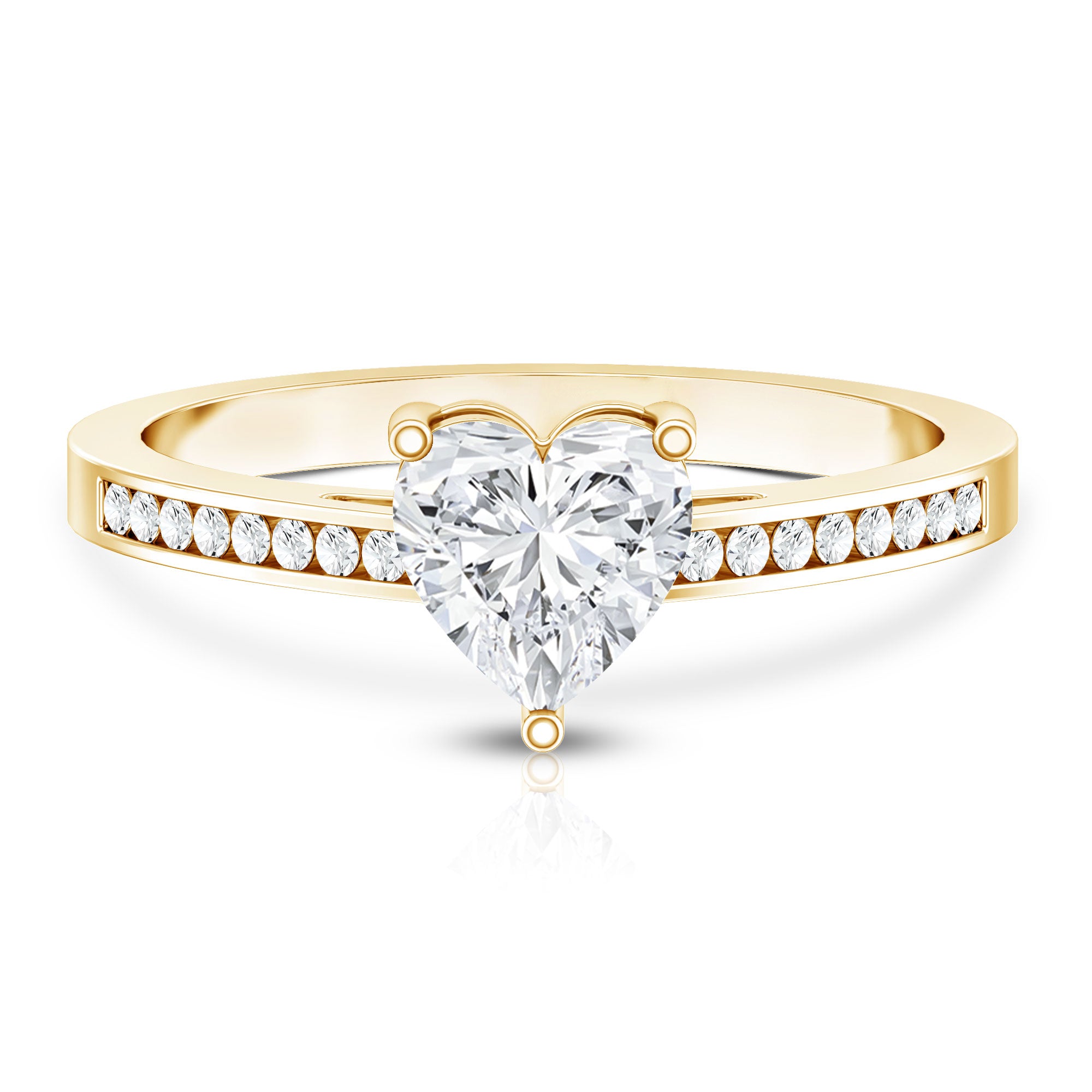 IGI Certified 1 Carat Heart Shaped Lab Grown Diamond Engagement Ring with Side Stones Lab - ( E-VS1 ) - Rosec Jewels