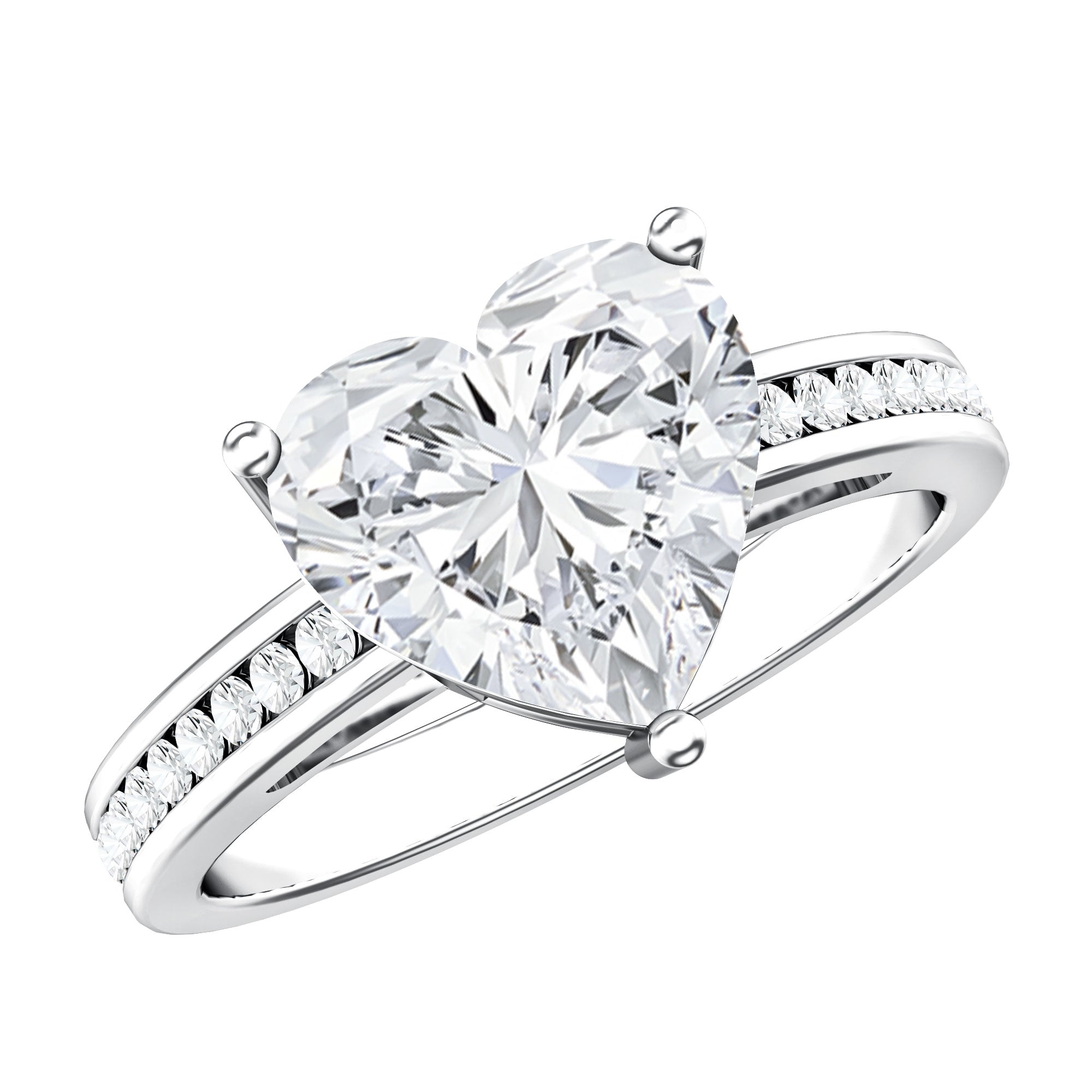 IGI Certified 3 Carat Lab Grown Diamond Heart Engagement Ring Lab - ( E-VS1 ) - Rosec Jewels