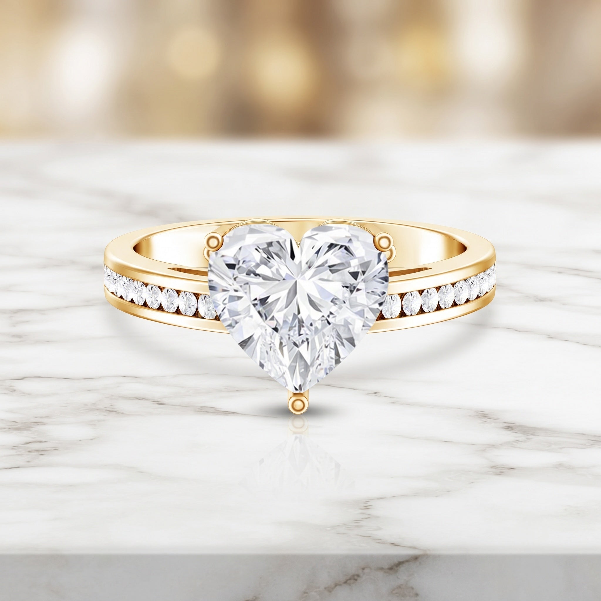 IGI Certified 3 Carat Lab Grown Diamond Heart Engagement Ring Lab - ( E-VS1 ) - Rosec Jewels
