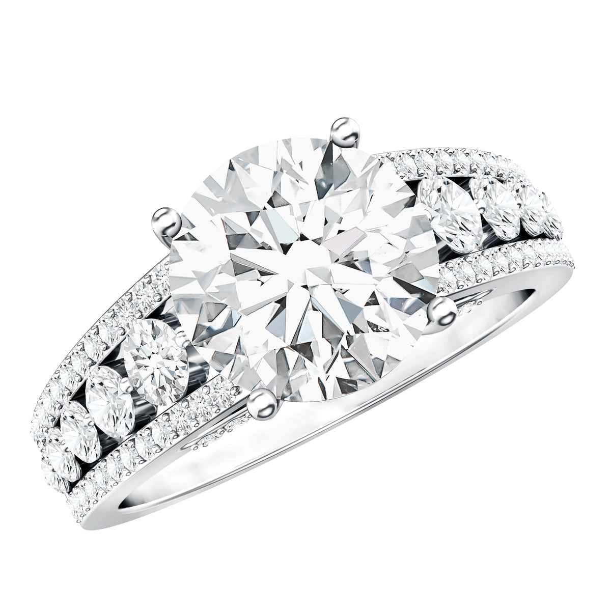 Rosec Jewels-IGI Certified 3 Carat Lab Diamond Statement Engagement Ring with Side Stones