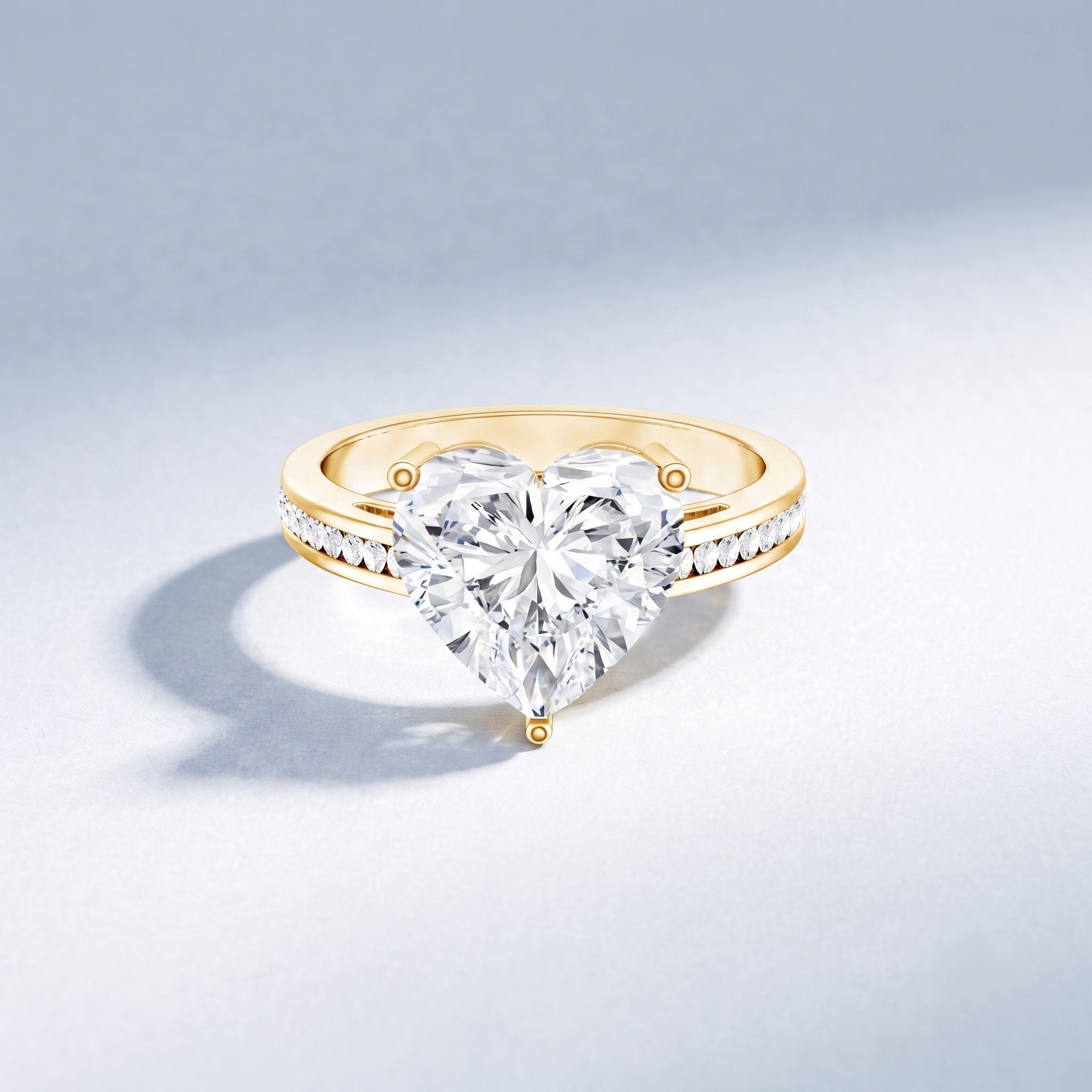 IGI Certified 5 Carat Lab Grown Diamond Heart Engagement Ring with Side Stones Lab - ( E-VS1 ) - Rosec Jewels
