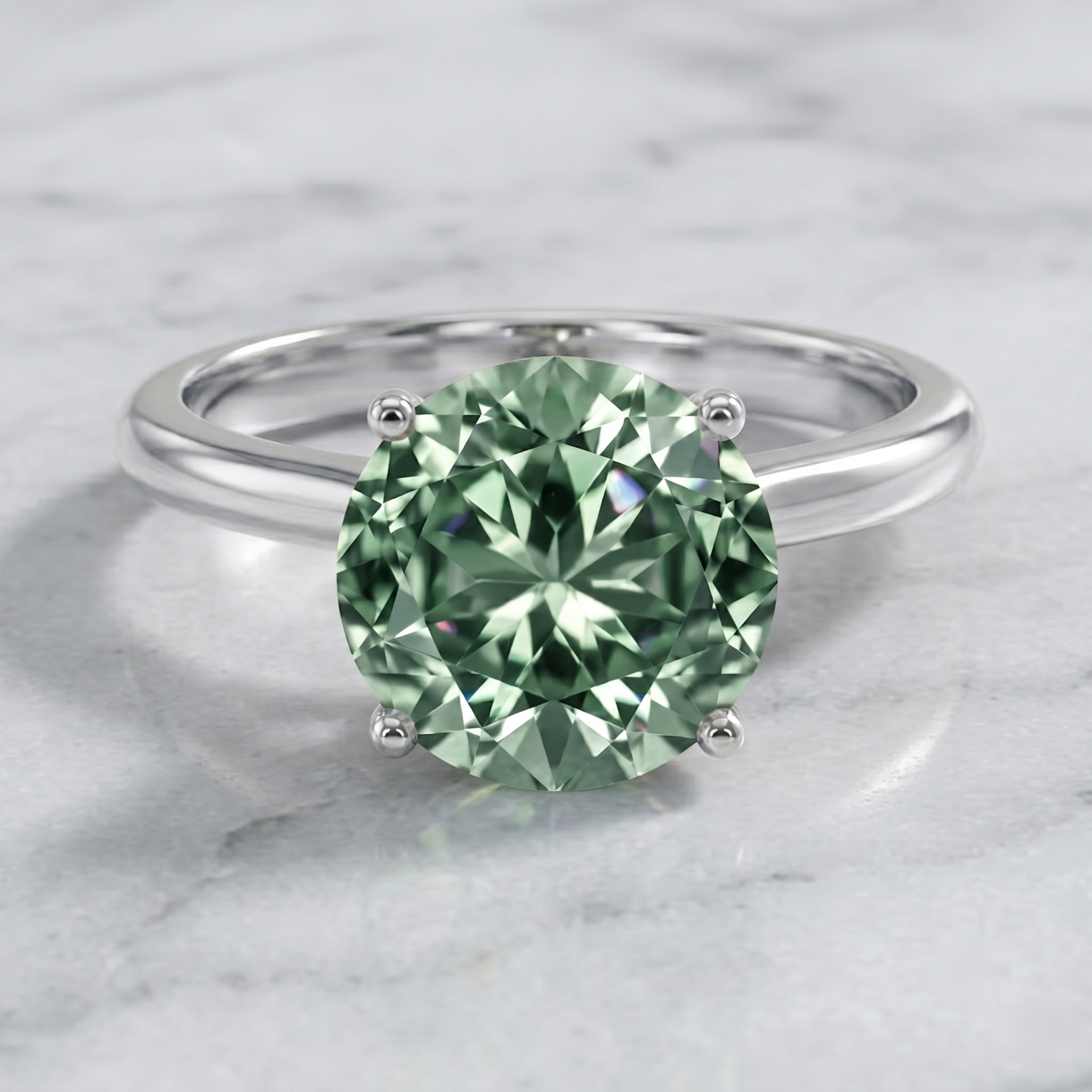 IGI Certified Huge Lab Grown Green Diamond Solitaire Engagement Ring 5 Carat VS1 - Rosec Jewels