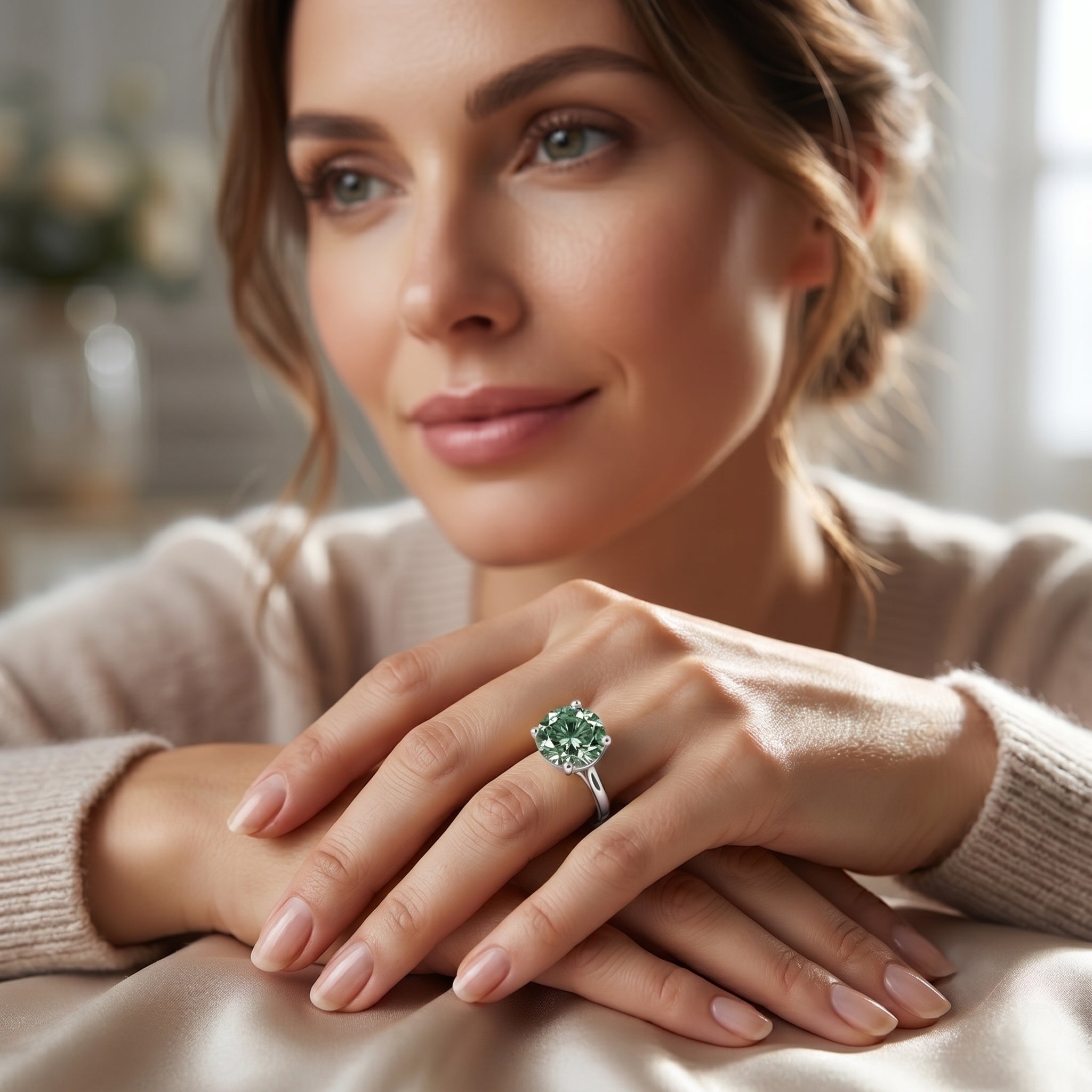 IGI Certified Huge Lab Grown Green Diamond Solitaire Engagement Ring 5 Carat VS1 - Rosec Jewels