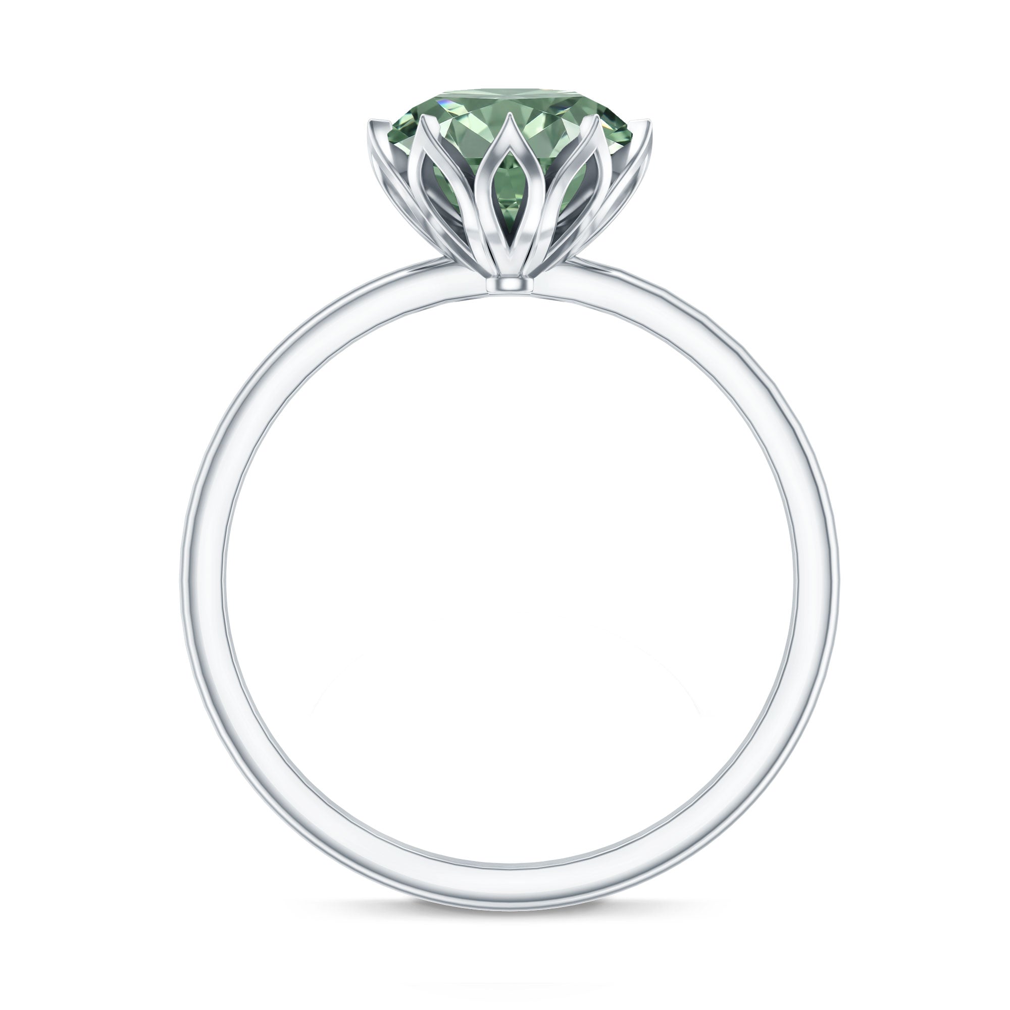 Rosec Jewels-Lotus Basket Set 2 Carat Lab Grown Green Diamond Engagement Ring IGI Certified