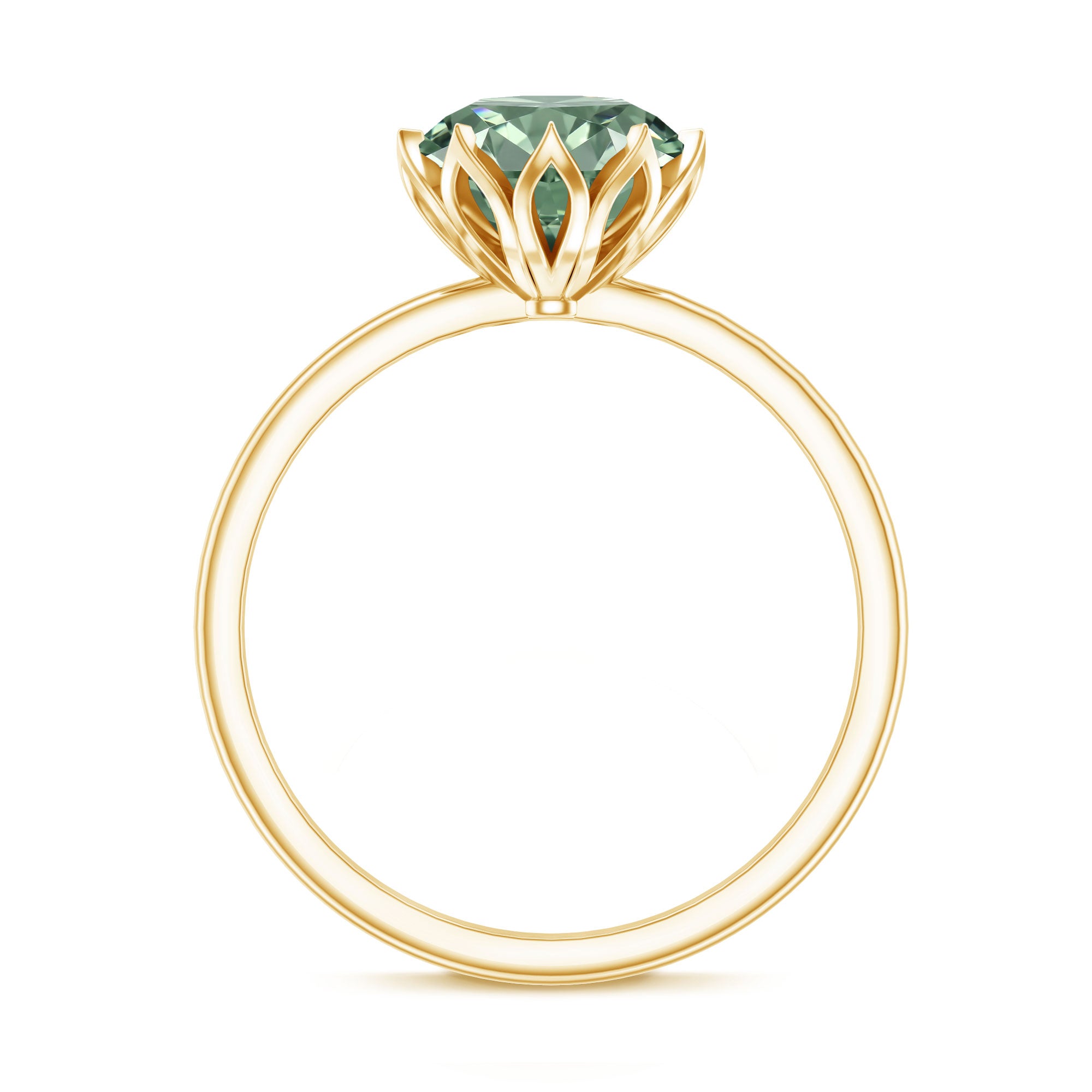 Rosec Jewels-IGI Certified 3 Carat Lab Grown Green Diamond Solitaire Engagement Ring in Lotus Basket Setting