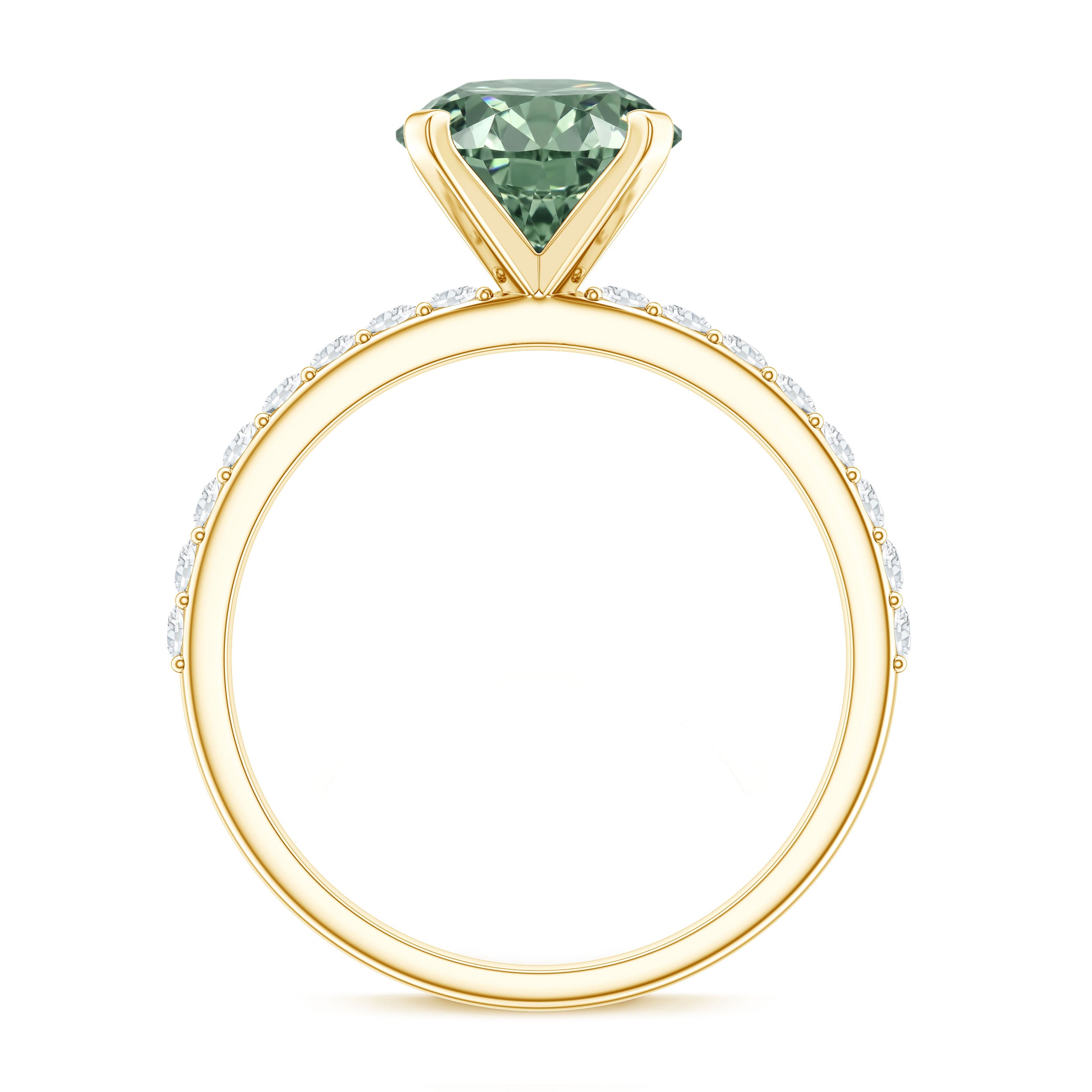Round 2 Carat Lab Grown Green Diamond Engagement Ring with IGI Certificate Vivid Green - VS1 - Rosec Jewels