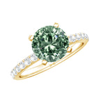 3 Carat Round Lab Grown Green Diamond Solitaire Engagement Ring IGI Certified Vivid Green - VS1 - Rosec Jewels
