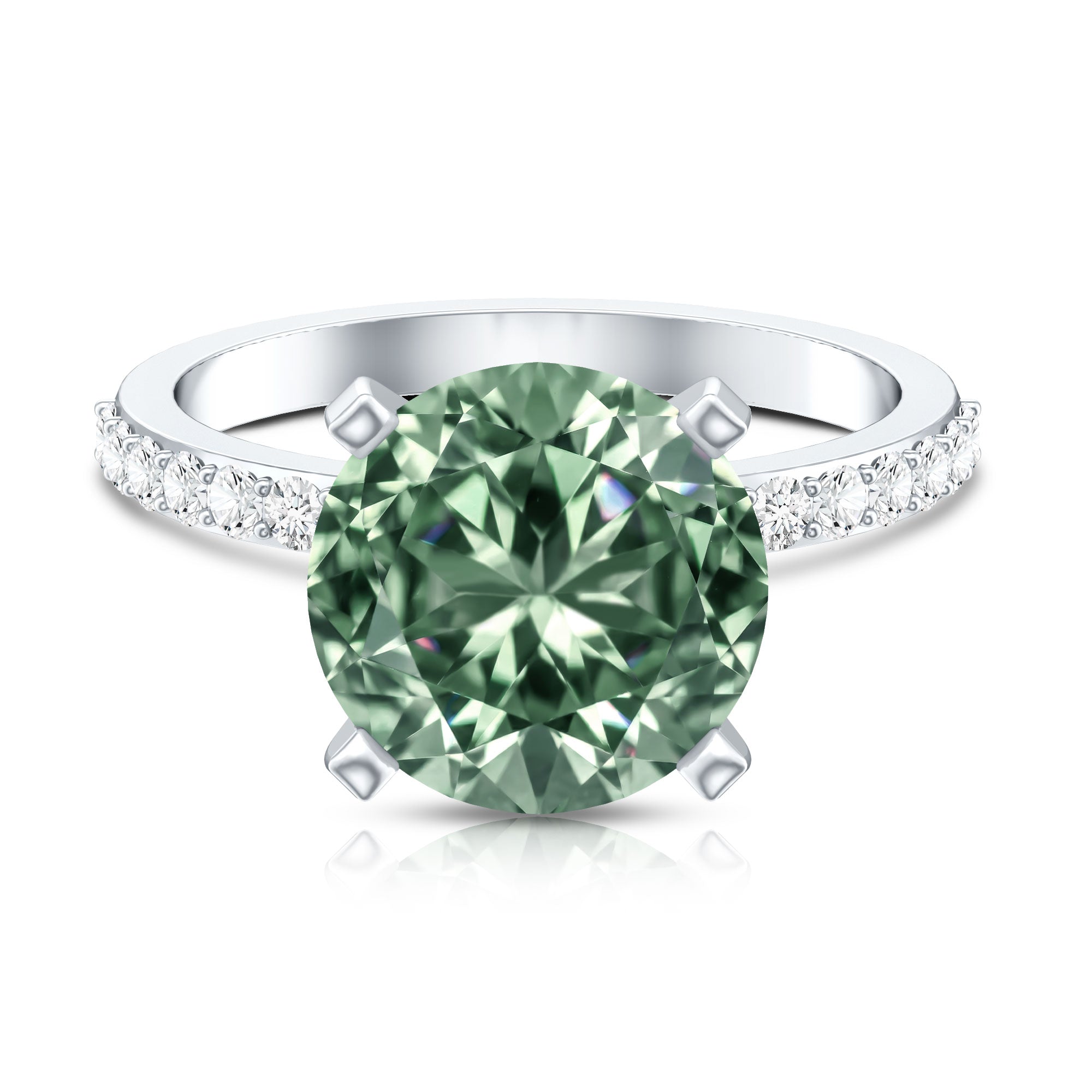 IGI Certified Lab Grown Green Diamond Round Solitaire Engagement Ring 4 Carat Vivid Green - VS1 - Rosec Jewels