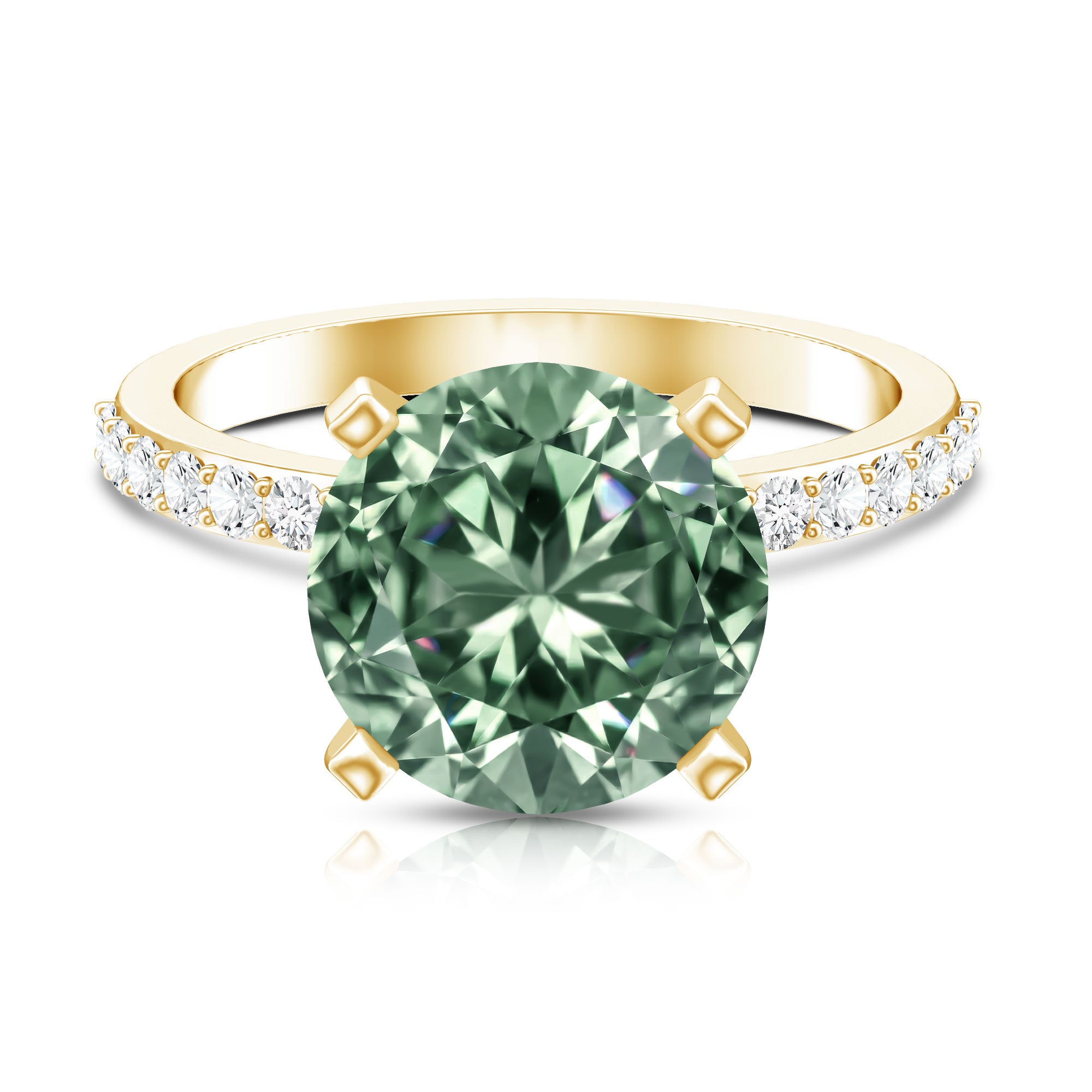 IGI Certified Lab Grown Green Diamond Round Solitaire Engagement Ring 4 Carat Vivid Green - VS1 - Rosec Jewels